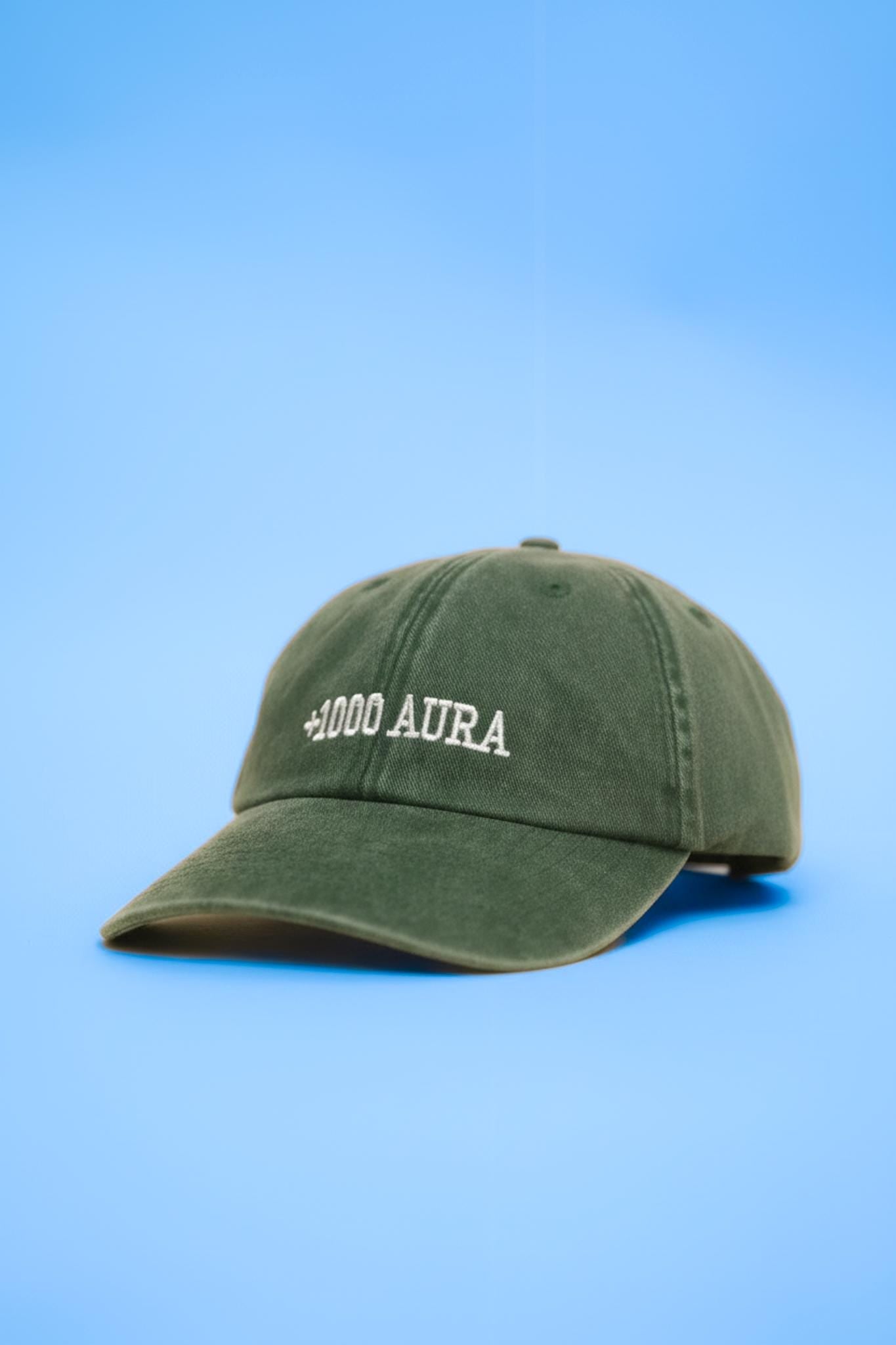 1000 AURA Kappe Bestickt – Vintage Dad Hat– Trend Meme Kappe – Geschenk für Teenager & Gamer – Retro Baumwollcap Unisex – Wunschtext