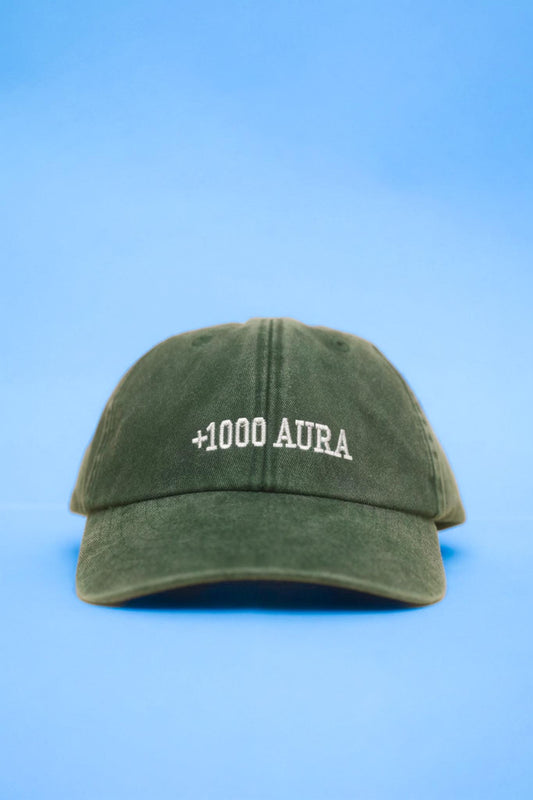 1000 AURA Kappe Bestickt – Vintage Dad Hat– Trend Meme Kappe – Geschenk für Teenager & Gamer – Retro Baumwollcap Unisex – Wunschtext