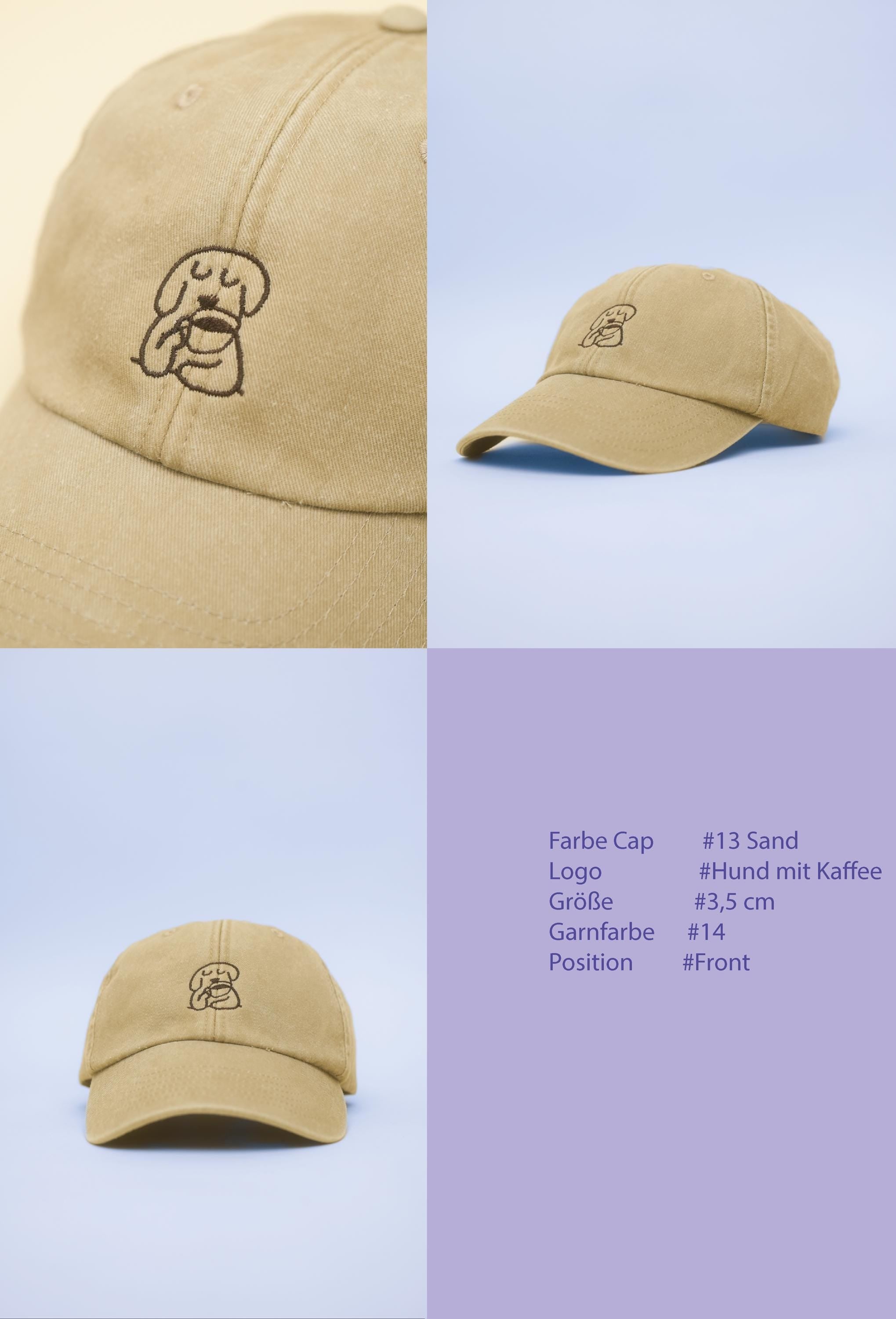 Hund mit Kaffee Kappe – Bestickte VIntage Cap – Hund Stickerei – Baumwollcap für Hundebesitzer & Kaffeeliebhaber – Personalisierte Kappe