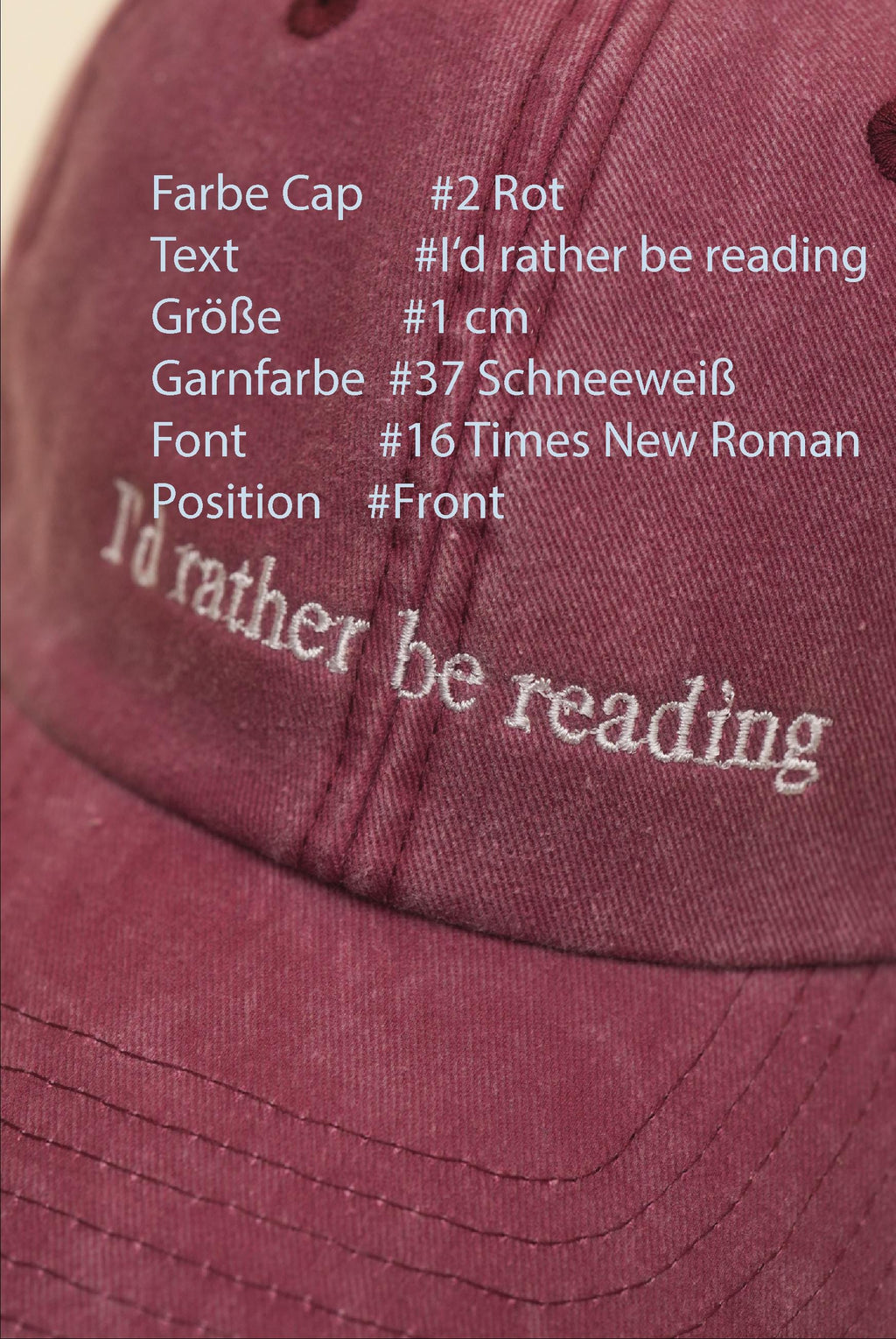 I'd rather be reading Kappe – Baumwollcap für Buchliebhaber – Geschenk für Leseratten & Bookstagram – Aesthetic Book Club Cap – Geschenk