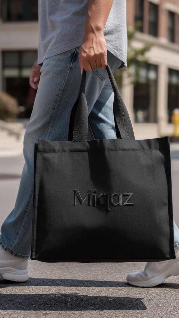 Personalisierte Canvas Tasche mit Wunschlogo & Text | Nachhaltiger Shopper aus Recycelter Baumwolle | Individuelles Geschenk | Handle Bag