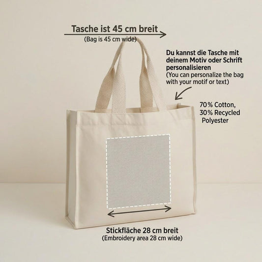 Personalisierte Canvas Tasche mit Wunschlogo & Text | Nachhaltiger Shopper aus Recycelter Baumwolle | Individuelles Geschenk | Handle Bag