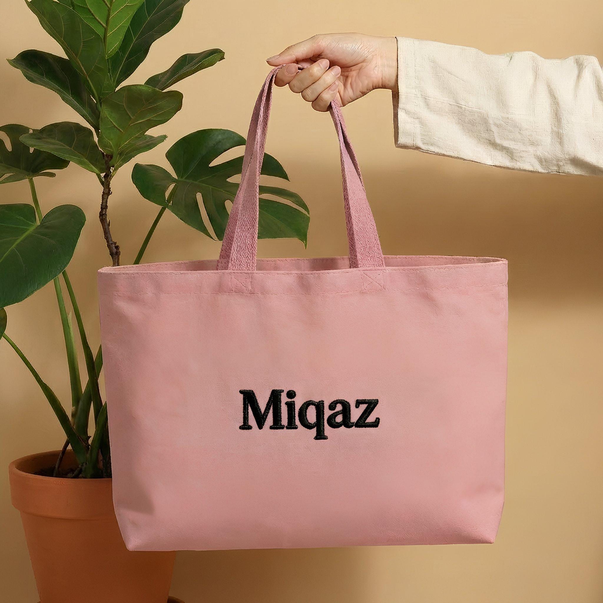 Personalisierte Canvas Tote Bag mit Bestickung – Individuelle Tasche mit Name, Logo oder Line Art– Hochwertiges Geschenk für Sie & Ihn