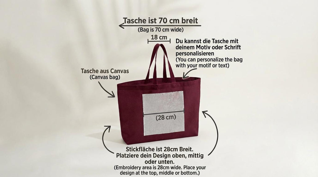 Personalisierte Canvas Tote Bag mit Bestickung – Individuelle Tasche mit Name, Logo oder Line Art– Hochwertiges Geschenk für Sie & Ihn