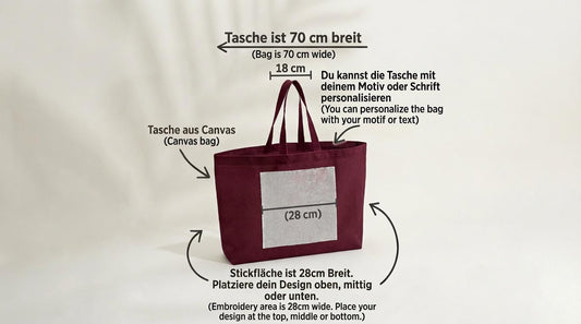 Personalisierte Canvas Tote Bag mit Bestickung – Individuelle Tasche mit Name, Logo oder Line Art– Hochwertiges Geschenk für Sie & Ihn
