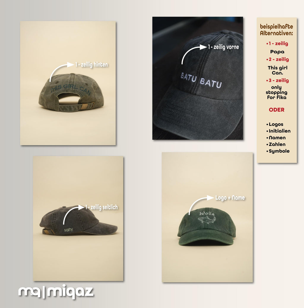 Personalisierte Vintage Kappe mit Stickerei | Individuelle Cap im Retro Stil | Personalisiertes Geschenk für Damen & Herren | Geschenk